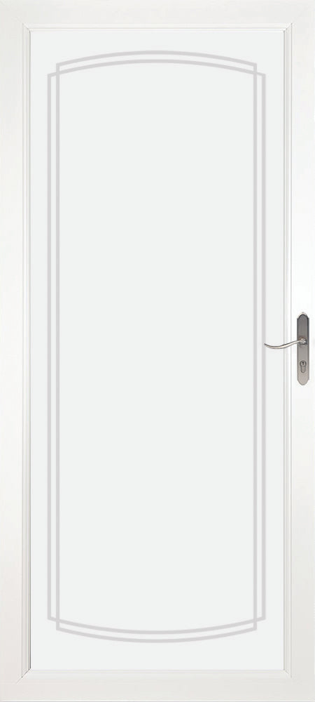 349 Series Fullview Storm Door with Decorative Glass and Brushed Nickel Handle