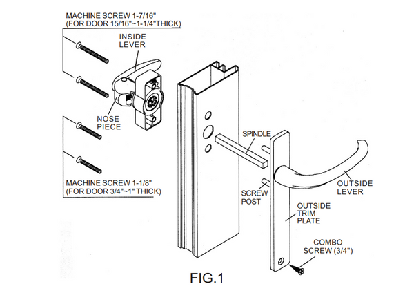 Lever Handle - Surface Mount Fits Solid Core Doors 